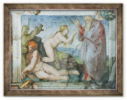 Norand Tablou inramat - Michelangelo Buonarroti - Plafonul Capelei Sixtine, Crearea de Eve, cu patru Ignudi (B_GOLD_927)