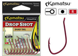Kamatsu Carlige Kamatsu Drop Shot Shad Tail RED K-1060 (10buc/plic) Nr. 4 - Nr. 1 (511300802)