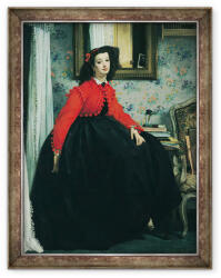 Norand Tablou inramat - James Jacques Joseph Tissot - Portretul domnisoarei. L. L. Tanara doamna intr-o jacheta rosie 1864 (B_GOLD_17810)