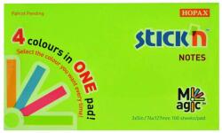 STICK'N Notes autoadeziv 76x127 mm, 100 file, 4 culori neon, STICK'N Magic (HO-21573)