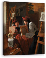 Norand Tablou Canvas - Wilhelm Ferdinand Bendz - Un tanar artist Ditlev Blunck care examineaza o schita intr-o oglinda (B1249166-4050)