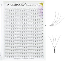 Nagaraku Extensii de gene gata facute, 4D negru, curbura C Nagaraku, extensii gene premium, 16 linii, 320 buchetele (NK4DGFnegru_C16_007_mix(9-14))