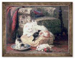 Norand Tablou inramat - Henriette Ronner-Knip - Pisica cu pisoi ei pe o perna (B_GOLD_91095)