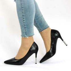 Zibra Pantofi de dama, stiletto, negri, cu toc inalt 1746H-3-BLACK (1746H-3-BLACK_20FF)