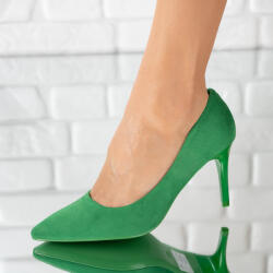 Sofiastore Pantofi dama din piele ecologica intoarsa Verzi Nanami (OC102_GREEN_3386)