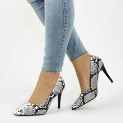 Zibra Pantofi de dama stiletto , imitatie piele de sarpe 608-25-BLACK (608-25-BLACK_CAF5)