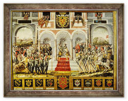 Norand Tablou inramat - Scoala franceza - Tratatul de la Cateau-Cambresis si imbratisarea lui Henri al II-lea 1519-59 al Frantei si Filip al II-lea 1527-98 al Spaniei (B_GOLD_154769)