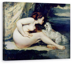 Norand Tablou Canvas - Gustave Courbet - Femeie Nud Cu Caine Portret De Leotine Renaude 1861-62 (B209255-4050)