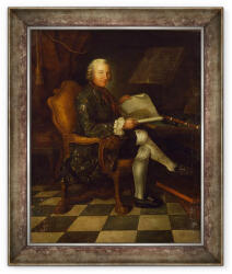 Norand Tablou inramat - Scoala Germana - Isaac Egmont von Chasot la biroul sau impreuna cu Flautul lui Frederic cel Mare (B_GOLD_324145)