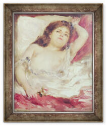 Norand Tablou inramat - Pierre Auguste Renoir - Femeie semi-nud in pat - Trandafirul (B_GOLD_205448)