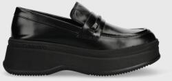 Calvin Klein bőr mokaszin PITCHED LOAFER W/HW fekete, női, platformos, HW0HW01817 - fekete Női 39