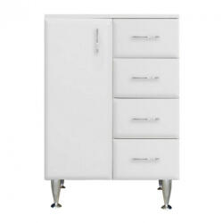 Bianca Plus 60 alacsony szekrény 1 ajtóval, 4 fiókkal, magasfényű fehér színben, balos