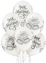 Balloons4party Set 6 baloane latex Just Married clopotel 30 cm