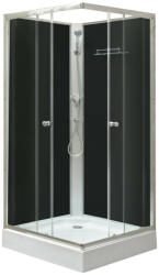  Polo Black II 90x90 cm szögletes fekete hátfalas zuhanykabin zuhanytálcával