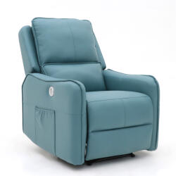  Relax fotelágy elektromosan dönthető háttámlával, lábtartóval, vibrációs masszázzsal kék textilbőr (ELEC-MASS-JKY9186-BLUE-TL)