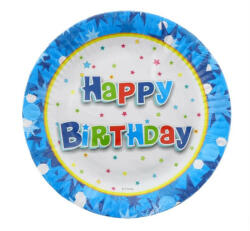 Godan Happy Birthday Blue papírtányér 6 db-os 18 cm (MLG695264)