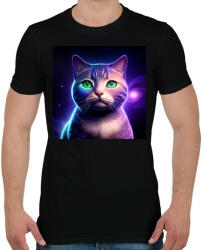 printfashion Galaxy Cat - Férfi póló - Fekete (14002060)