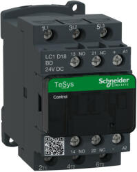 Schneider Electric TeSys D - LC1D18BD - DC mágneskapcsoló, 7, 5kW/18A (400V, AC3) , csavaros csatlakozás, 1Z+1NY (LC1D18BD)