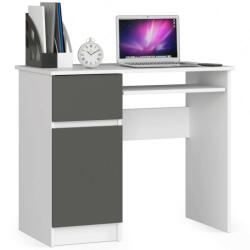 AKORD Íróasztal - Akord Furniture - 90 cm - fehér / szürke (bal)