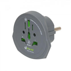 Q2Power 1.100100-TH utazóadapter, World to Europe, bemeneti feszültség: 100-250 V, 16 A, teljesítmény: 100V-1600W/250V-4000W (1.100100-TH) - mi-one