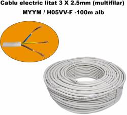 DDT Cablu electric litat 3 X 2.5mm (multifilar) MYYM H05VV-F, Rola 100 metri, alb (C707)