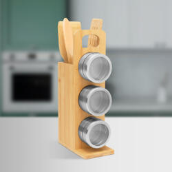 Bewello Mágneses fűszertartó - bambusz eszköz szettel - 7 részes - 80 x 135 x 275 mm Bewello BW1007 (BW1007) - globalsales