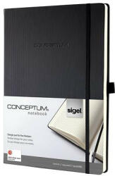 Jegyzetfüzet, exkluzív, A6, kockás, 97 lap, keményfedeles, SIGEL "Conceptum", fekete (COSVC131)