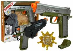 LeanToys Set de joaca pentru copii, pistol cu toc, insigna si fluier de armata, LeanToys, 7869 - produsecopii