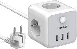 Tessan 3 Plug + 3 USB 1,5 m Switch (TS-301)