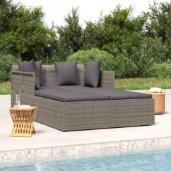 vidaXL szürke polyrattan napozóágy párnával 182 x 118 x 63 cm (362268) - vidaxl