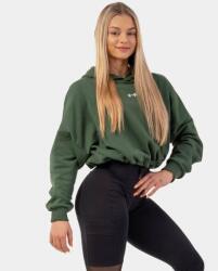 NEBBIA Loose Fit Iconic Crop Dark Green női kapucnis pulóver - NEBBIA M/L