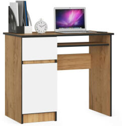 AKORD Íróasztal - Akord Furniture - 90 cm - kézműves tölgy / fehér (bal)