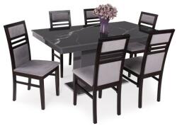 Divian Magasfényű Flóra plusz asztal Mira székkel - 6 személyes étkezőgarnitúra