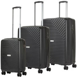 CarryOn Transport fekete 4 kerekű 3 részes bőrönd szett (502394)