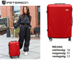 Peterson piros színű, keményfalú bőrönd 55 × 36 × 23 cm (Z-46477460)