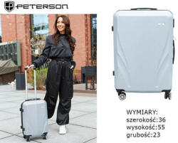 Peterson ezüst színű, keményfalú bőrönd 55 × 36 × 23 cm (Z-64444055)