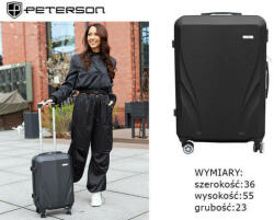 Peterson fekete színű, keményfalú bőrönd 55 × 36 × 23 cm (Z-73915300)