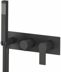 SAPHO PAX falbasüllyesztett csaptelep, 2-irányú, zuhanyszettel, matt fekete (XA52/15) (XA52/15)