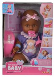 Simba Toys New Born Baby barna bőrű lány pisilős baba bilivel