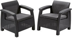 Keter Corfu Duo Set 2 db-os műanyag kerti fotel készlet grafit - hűvös szürke