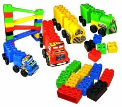 BJ PLASTIK Set constructie cuburi mari, cu vehicule, 103 piese, Educational Blocks - produsecopii