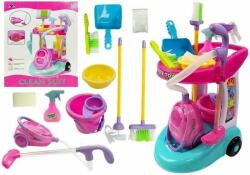 LeanToys Set carucior de curatenie cu aspirator pentru copii, Cleaning Trolley, cu Accesorii de jucarie, Multicolor, LeanToys, 4827 - produsecopii