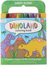 Ooly Set carte de colorat si creioane colorate - portabil, Dinoland (138-019)