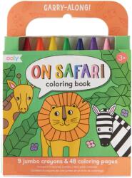 Ooly Set carte de colorat si creioane colorate - portabil, Safari (138-020) Carte de colorat