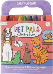 Ooly Set carte de colorat si creioane colorate - portabil, Animale prietenoase (138-021)