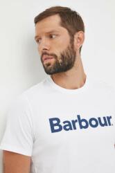 Barbour pamut póló fehér, nyomott mintás - fehér S