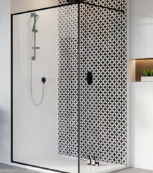 Radaway Modo New Black II Frame Walk-in zuhanyfal 80 cm, átlátszó üveg, fekete profilszín 3890845456 (389084-54-56)