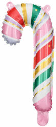 PartyDeco S. r. o Cukorka alakú fólia lufi, pink csíkos, 18 X 35 cm, 5 darab