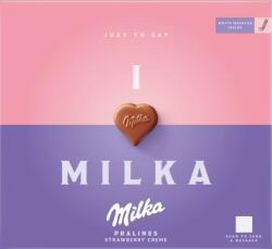 Milka I Love Milka Cutie de ciocolata Strawberry, umplutura de capsuni 110 g