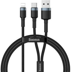 Baseus Cafule, USB - USB Type-C/Lightning, Quick Charge 3.0, 18W, 2.4A, 1.2m, Negru/Gri - vexio